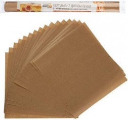 РЫЖИЙ КОТ Пергамент для выпечки в листах, с силиконизированным покрытием 16 листов, размер 38*42 см., ПВХ уп. (106892)