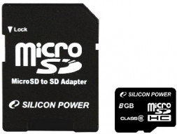 Карта памяти SILICON POWER MicroSDHC 8GB Class6+адаптер(5)