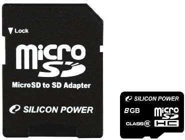 Карта памяти SILICON POWER MicroSDHC 8GB Class6+адаптер(5)