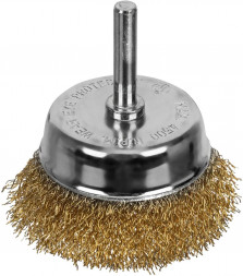 Щетка MATRIX Щетка для дрели, 65 мм, "чашка" со шпилькой, латунированная витая проволока// MATRIX Щетка для дрели, 65 мм, "чашка" со шпилькой, латунированная витая проволока//