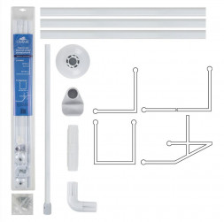 Карниз для ванной комнаты САНАКС 10029 Карниз в ванную угловой белый 90х90х90см с жёсткой фиксацией, металлический