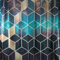 Штора САНАКС 01-90 Штора с рисунком коричневые КУБЫ, в ванную комнату, без колец - полиэстэр