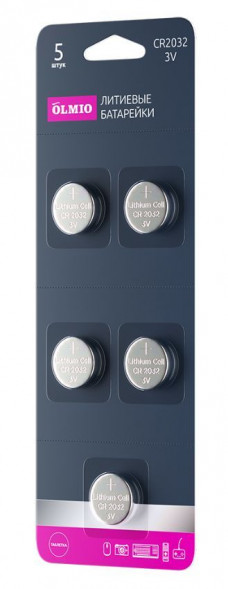 Элементы питания OLMIO CR2032 05 (042895)