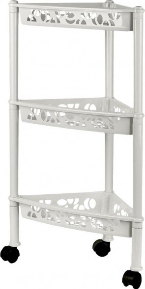 Этажерка KEEPLEX KL283212048 Light на колесиках трехсекционная угловая 38,3х22,2х69см белое облако