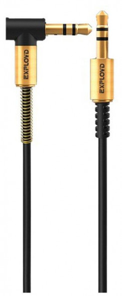 Кабель EXPLOYD EX-K-643 AUX Jack 3,5mm (M) - Jack 3,5mm (M) круглый силикон боковой 1M чёрный SONDER