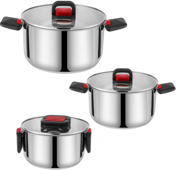 POMIDORO POMI D&#039;ORO P640567 Набор кастрюль 16см, 20см, 24см с крышками