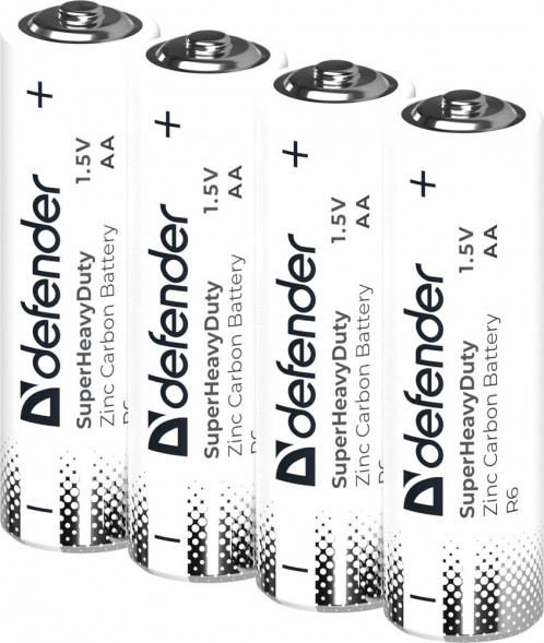 Батарейки DEFENDER (56036) R6-4S АА, шринк, 4 шт., Zinc