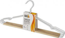 Набор вешалок РЫЖИЙ КОТ Набор вешалок металлических с деревянной перекладиной Винтаж, цвет белый, 5 шт (107895)