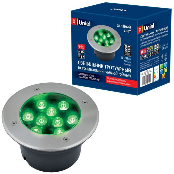 Светильник садово-парковый UNIEL (UL-00006825) ULU-B12A-9W/GREEN IP67 GREY