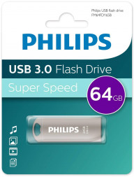 Флеш накопитель PHILIPS IRON 3.0 64Gb серебристый (FM64FD165B/97)
