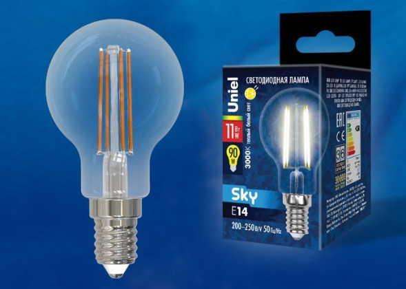 Лампочки светодиодные UNIEL (UL-00005176) LED-G45-11W/3000K/E14/CL PLS02WH