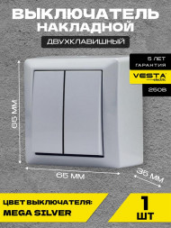 Розетка VESTA-ELECTRIC (FVK030202SRM) Mega ,серый