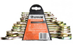 Набор инструмента ЕРМАК 736-074 Набор ключей рожковых, 12 предм, 8x10-30x32мм, желтый цинк, пластик холдер