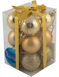 Шары и украшения ВОЛШЕБНАЯ СТРАНА Шары PB4-12SMB-G 4 см 12 шт/уп золото 101848