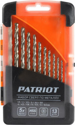 Набор сверел PATRIOT 815010104 по металл (1.5-6.5 мм, 13 шт.) Набор сверел