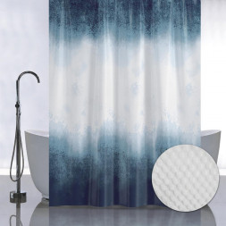 Штора для ванной САНАКС 05-09 Штора с рельефным теснением, принт МОРСКАЯ ВОЛНА, в ванную комнату, без колец, полиэстер/микрофибра, 180х180 см