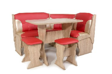 Набор мебели для кухни БИТЕЛ ОРХИДЕЯ Дуб Сонома/Красный С-112 бежевый С-101 (4 кор)