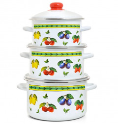 Набор посуды ЭСТЕТ Набор посуды ЭТ-75329 "Фруктовое ассорти" цилиндрический 2,0+3,0+4,0л