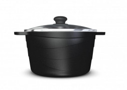 Кастрюля НЕВА МЕТАЛЛ ПОСУДА 186650 а/пр литая 5,0л стекл/кр Черный гранит