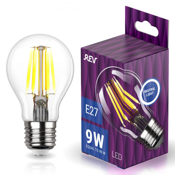 Лампа светодиодная REV 32476 8 FILAMENT A60/E27/9W/4000K