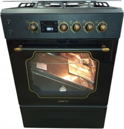 Комбинированная плита VESTA Valencia VGE 6042.1245678 Retro CHU черная матовая