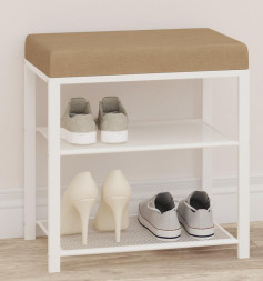 Банкетка ЗМИ Банкетка Торонто 13S (TORONTO 13S banquet&amp;shoes) цвет каркаса белый, цвет сиденья бежевый БТ13СББ