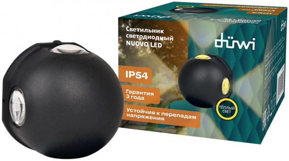 Светильник настенный накладной DUWI 24790 0 NUOVO LED 4Вт 3000К термостойкий пластик черный