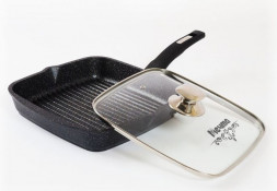 Сковорода МЕЧТА С68803 Гранит star 28*28 см с несъемной ручкой и стекл. крышкой