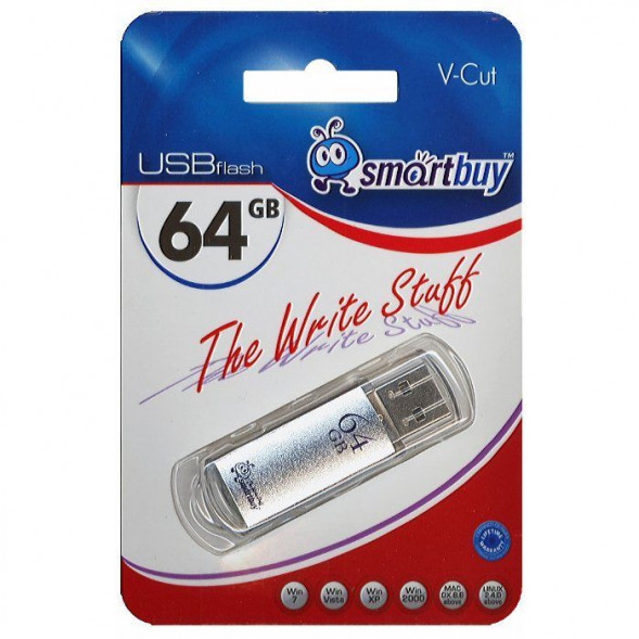 USB флеш SMARTBUY (SB64GBVC-S) 64GB V-CUT SILVER