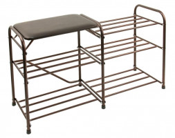 Обувница ИСТОК Подставка для обуви 3 полки 90 с сиденьем &quot;Дубль&quot; арт.ПОС91 цв.Медный антик