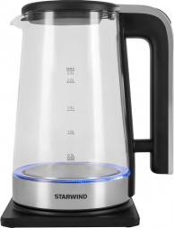 Чайник электрический HYUNDAI Чайник Starwind SKG4043 2.2л. 1800Вт черный/серебристый (стекло)