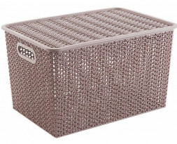 Корзинка VIOLET Корзинка &quot;Вязь&quot; 14л 350х245х205 мм с крышкой (розовый нюд) 533111