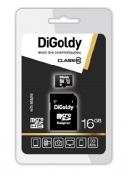 Карта памяти DIGOLDY MicroSDHC 16GB Class10 + адаптерSD