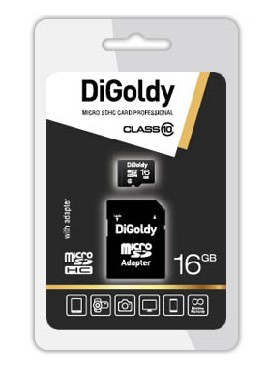 Карта памяти DIGOLDY MicroSDHC 16GB Class10 + адаптерSD
