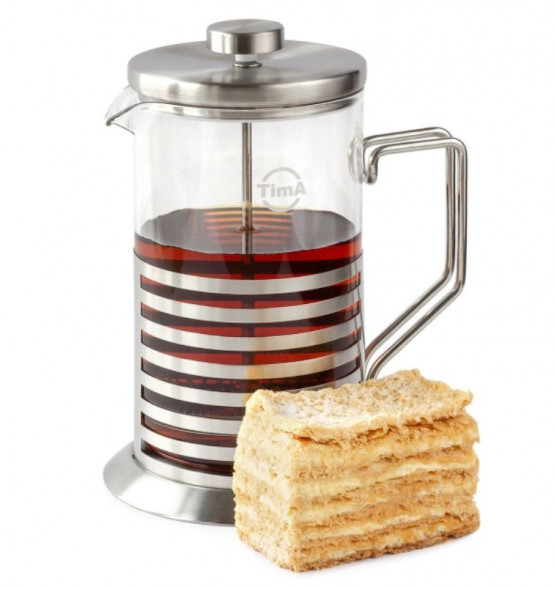 Френч-пресс &quot;НАПОЛЕОН&quot; нержавеющая сталь, боросиликатное стекло. TIMA Френч-пресс &quot;НАПОЛЕОН&quot; 800мл. нержавеющая сталь, боросиликатное стекло. FG-800