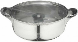 БЕЗ ТМ Кастрюля Promo, объем 2,9 л, из нержавеющей стали с крышкой из жаропрочного стекла (104615)