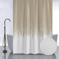 Штора для ванной САНАКС 05-03 Штора с рельефным теснением, принт ПЕРЕХОД - БЕЖЕВЫЙ, в ванную комнату, без колец, полиэстер/микрофибра, 180х180 см