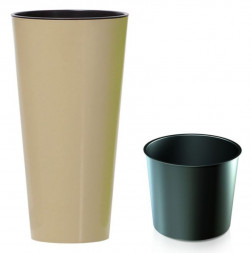 Кашпо PROSPERPLAST Кашпо TUBUS SLIM SHINE DTUS400S-7502U кофе 2пр 35 и 64л