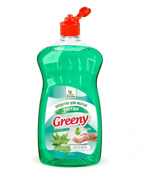 Средство для мытья посуды CLEAN&amp;GREEN CG8156 Greeny Light 1000 мл. Алоэ вера
