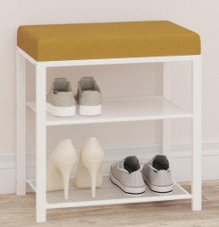 Банкетка ЗМИ Банкетка Торонто 13S (TORONTO 13S banquet&amp;shoes) цвет каркаса белый, цвет сиденья горчичный БТ13СБГ