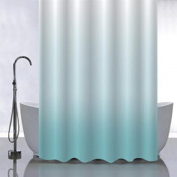 Штора для ванной САНАКС 01-102 Штора с рисунком, БИРЮЗОВЫЙ ПЕРЕХОД, в ванную комнату, без колец, полиэстер 180 х180 см