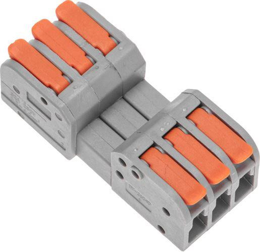 Клемма REXANT (07-5263) Клемма СМК 222-423R проходная разъемная 3 полюса серая 0,2-2,5/4мм (40 шт/уп)