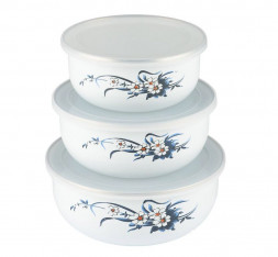 Набор Мисок MALLONY Набор из 3 контейнеров эмалированных с крышками, PRIMAVERA (800/1100/1600 мл) (103339)