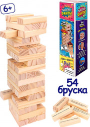 Игрушка РЫЖИЙ КОТ Игра Башня.Высотка фанты. высота 27см,размер бруска:15*25*75 мм,54 эл,в коробке (Арт. ИН-3287)