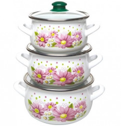 Набор кастрюль INTEROS Розовые герберы Набор 3-х предметный 2400