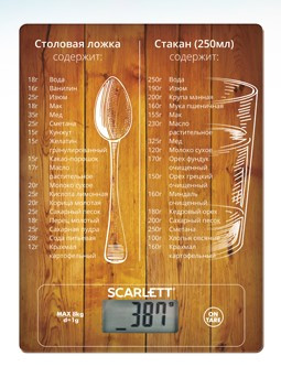 Весы кухонные SCARLETT SC-KS57P19 меры и веса