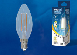 Лампочки светодиодные UNIEL (UL-00005185) LED-C35-9W/3000K/E14/CL/DIM GLA01TR