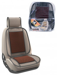 Накидка на сиденье NOVA BRIGHT-FUSION массажная, сетчатая, с подголовником (деревянные вставки, темная) (131х51см) 46861