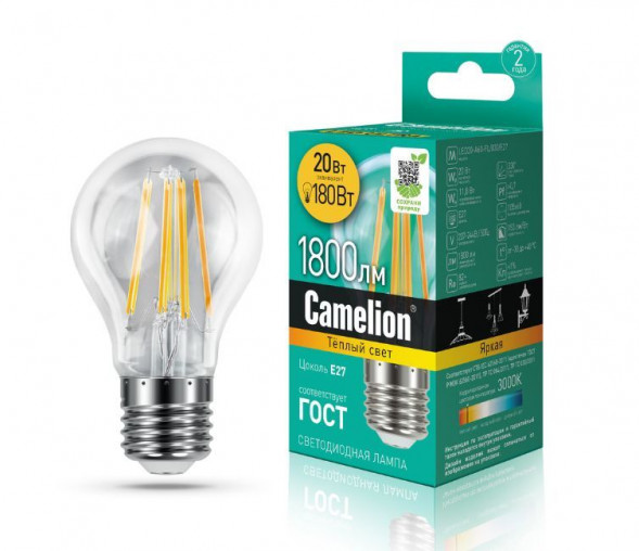 Лампа CAMELION (13718) LED20-A60-FL/830/E27
