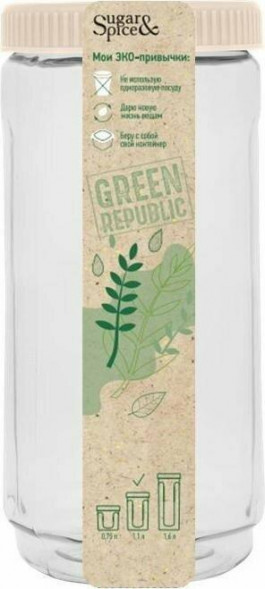 Емкость для хранения SUGAR&amp;SPICE SE2249GR Green Republic лён 1,1л